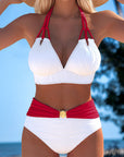 Lily | High Waisted Double Strap Swimsuit with Contrast Color
