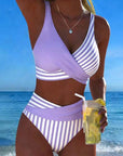 Bikini Crossed Stripes Printed