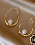 Crescent Pearl Hoop Earrings