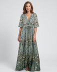 Evadne | Embroidered V Neck Maxi Dress