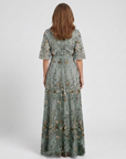 Evadne | Embroidered V Neck Maxi Dress