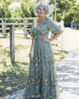 Evadne | Embroidered V Neck Maxi Dress