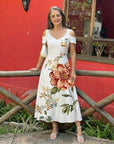 Camila | Floral Off-Shoulder A-Line Midi Dress
