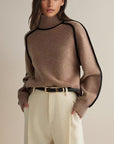 Michelle | Women’s Winter Color Block Turtleneck Sweater