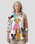 Brigitte | Women's Colorful Fun Cartoon Puppy Print Casual Shirt