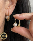 Minimalist Arc Pearl earrings