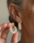 Layered Pearl Hoop Earrings