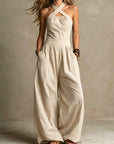 Jolene - Linen and Cotton Jumpsuit with Elegant Cross Neckline