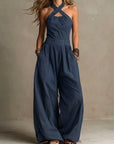 Jolene - Linen and Cotton Jumpsuit with Elegant Cross Neckline