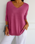 Clara | Women V Neck Short Sleeve Sweater