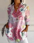 Maia | Floral Wave Cotton Blouse