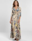 Margaret | Three Quarter Sleeve Floral Maxi Wrap Dress