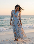 Elowen | Floral Wrap V Neck Maxi Dress
