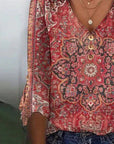 Arabella | Ed Print 3/4 Sleeve V-Neck Top