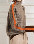 Bella | Women Luxe Herringbone Turtleneck Sweater