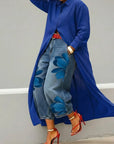 Adelaide - Linen Shirt Dress and Floral Jeans Set