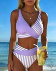 Bikini Crossed Stripes Printed