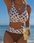 Two-Piece Bikini with Bra Cut and Diamond Pattern