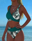 Bikini Contrast Color Fashion Flower