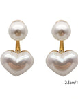 Double Pearl Heart Earrings