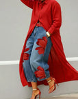 Adelaide - Linen Shirt Dress and Floral Jeans Set