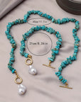 Turquoise & Pearl Necklace Bracelet Set