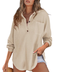 KATHRYN™ – Casual Lightweight Button V Neck Tunic Blouse