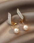 Crystal Plume Pearl Earrings