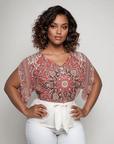 Arabella | Ed Print 3/4 Sleeve V-Neck Top