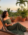 June | Off Shoulder Draped Midi Dress