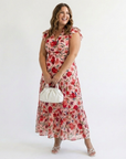 Lila | Floral V-Neck Tiered Midi Dress