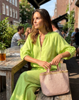 Natalia | Zip Front Blouson Top Wide Leg Set