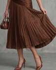 Theodora | Pleated Waistline Stripe Midi Dress