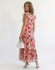 Lila | Floral V-Neck Tiered Midi Dress