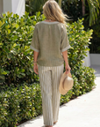 Wren | Contrast V Neck Tunic Stripe Trouser Set