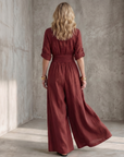 Wanda | Cross Front Wide Leg Jumpsuit