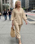 Georgiana | V Neck Tunic Gathered Trouser Set