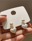 Double Pearl Heart Earrings
