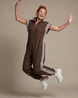 Lark | Zip Front Stripe Panel Jumpsuit