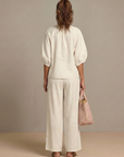 Natalia | Zip Front Blouson Top Wide Leg Set