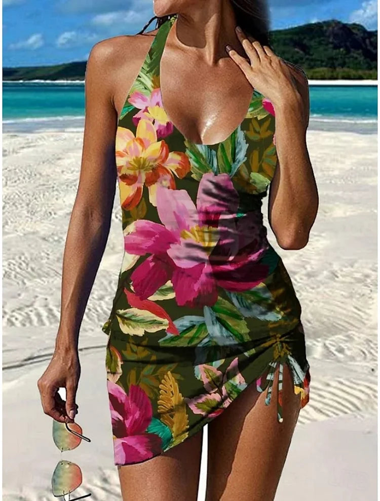 Fiesta – Graphic Floral Tankini with Shorts, Flat Belly Effect