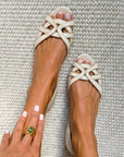 Cream color flat sandals open toe