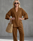 Georgiana | V Neck Tunic Gathered Trouser Set