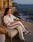 Rain | Zip Neck Long Sleeve Side Stripe Leg Pants Set