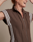 Lark | Zip Front Stripe Panel Jumpsuit