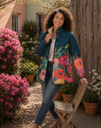 Amaya | Vintage Floral Print Quilted Jacket