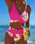 Bikini Contrast Floral Pattern Split