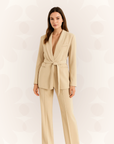 Hazel | Women’s Belted Blazer Wide Leg Trousers Set