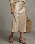 Luciana | Bias Fall Satin Skirt Knit Layer Set