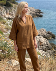 Georgiana | V Neck Tunic Gathered Trouser Set